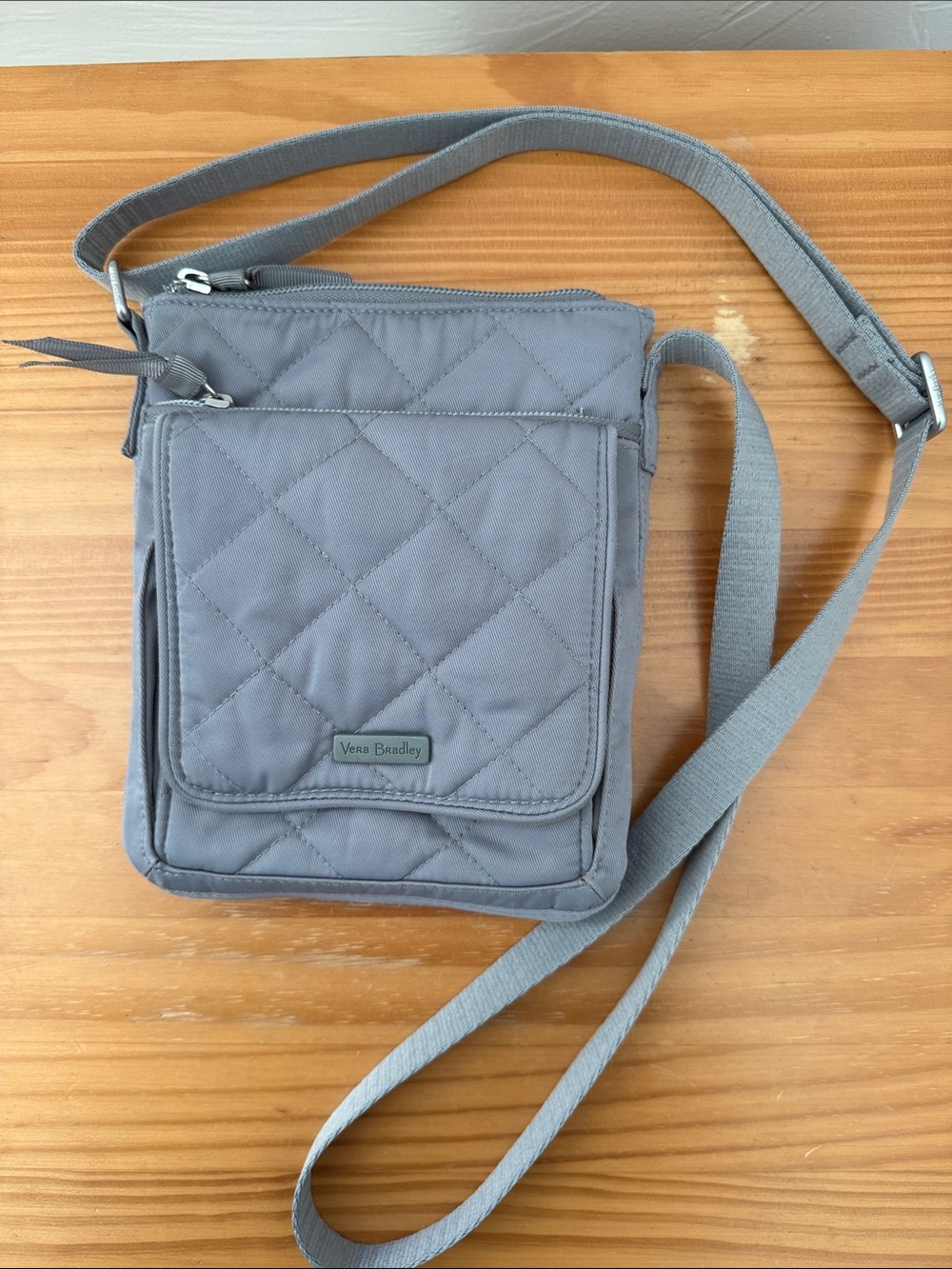 Vera Bradley Quilted Nylon Small Crossbody Bag Grey